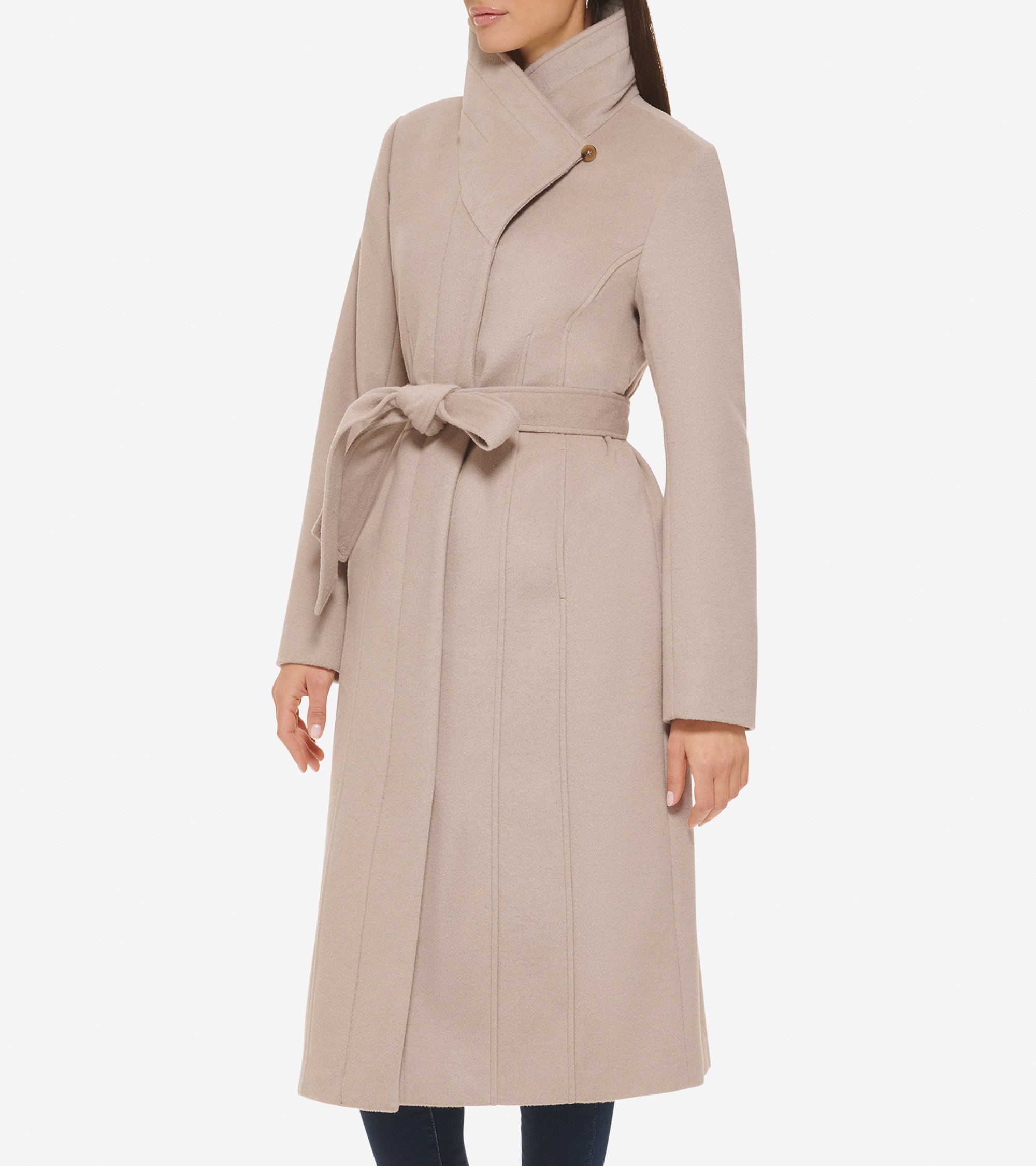 Women's Belted Long Coat in Beige Or Khaki | Cole Haan